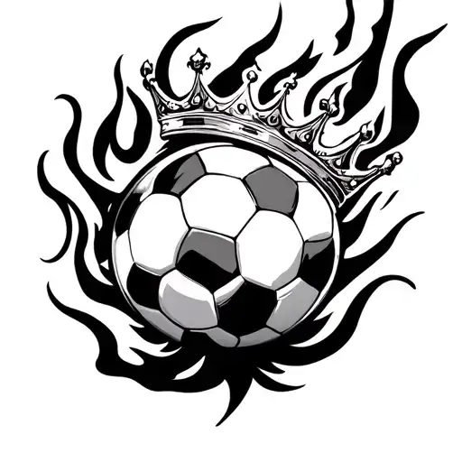 Soccer Ball With Fire And Crown