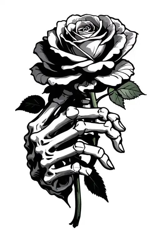 Skeleton Hand Holding A Rose
