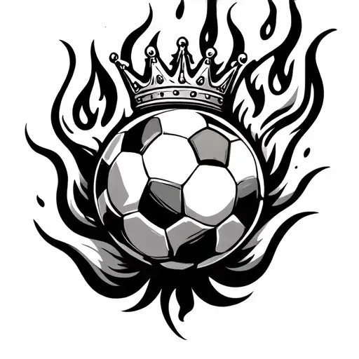 Soccer Ball With Fire And Crown
