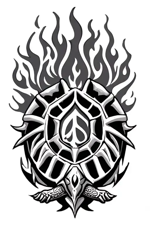 A Tribal Turtle With A Flame Of The Gendarmerie Integrated On His Back