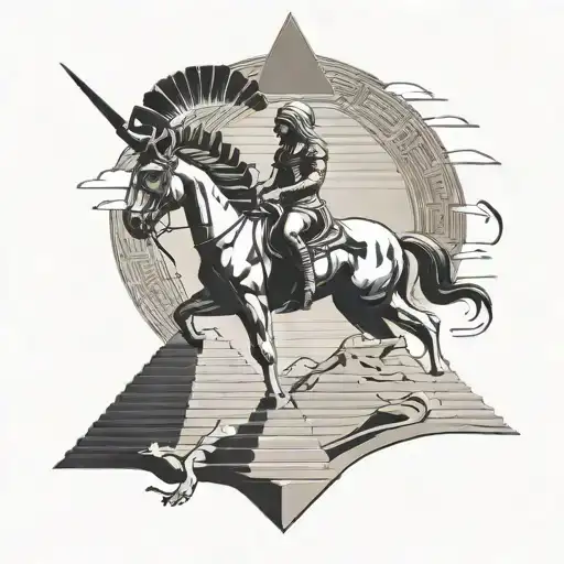 Centaur With Claw And Scorpion Tail Against The Background Of An Egyptian Pyramid