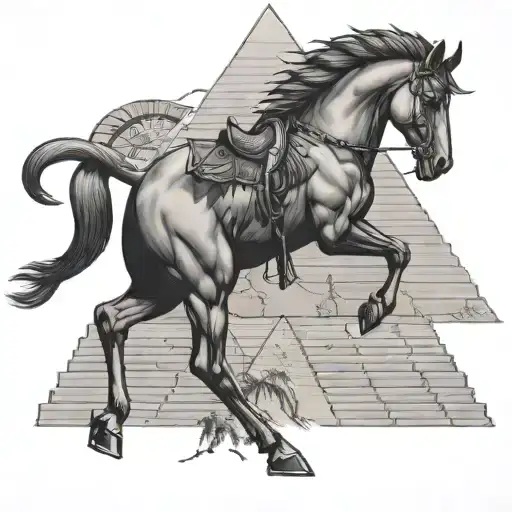 Centaur With Claw And Scorpion Tail Against The Background Of An Egyptian Pyramid