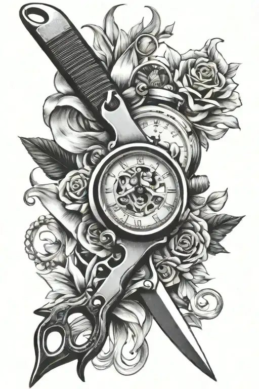 Hair Scissors And Watch