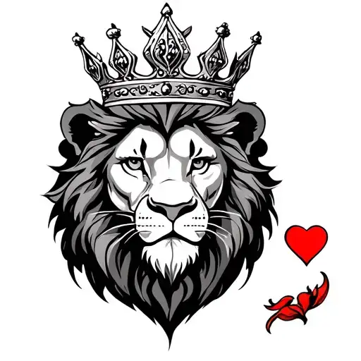 Lion Wearin A Crown With Heart On Chest