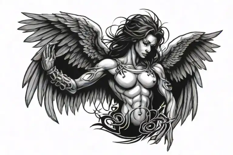 Angel With Cyber Sigilism Wings