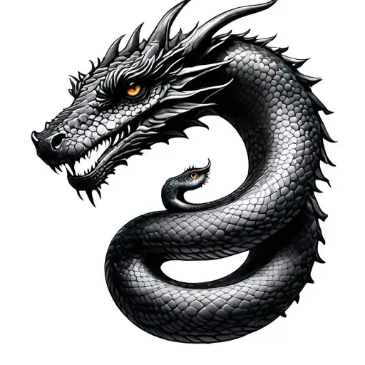 Mother Snake With Her Dragon Baby