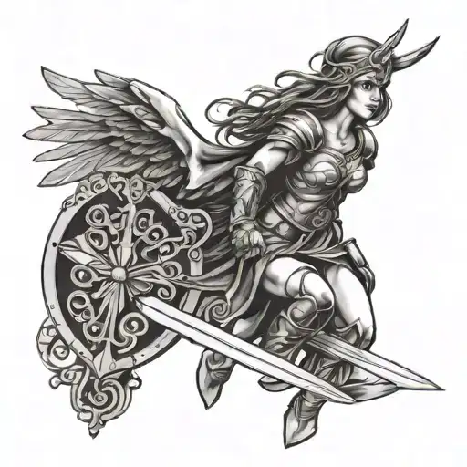 Valkyrie With Shield And Sword On The Rhine