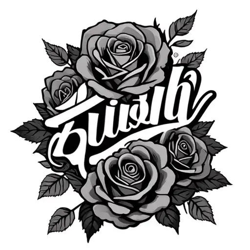 Text With Roses Around It