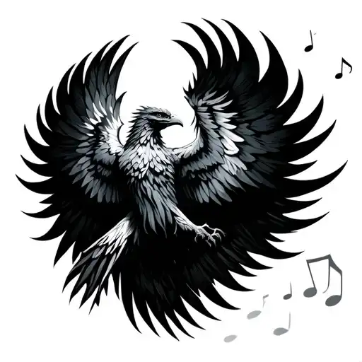 Ice Phoenix Flying Top View Inclined With Music