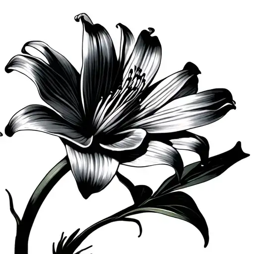 One Spider Lily Flower With The Stem