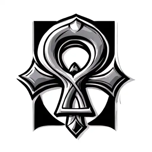 Ankh Symbol With Tongue Hanging From The Middle