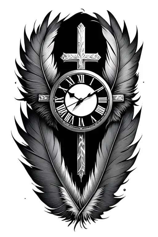 Feathers Cross Clock