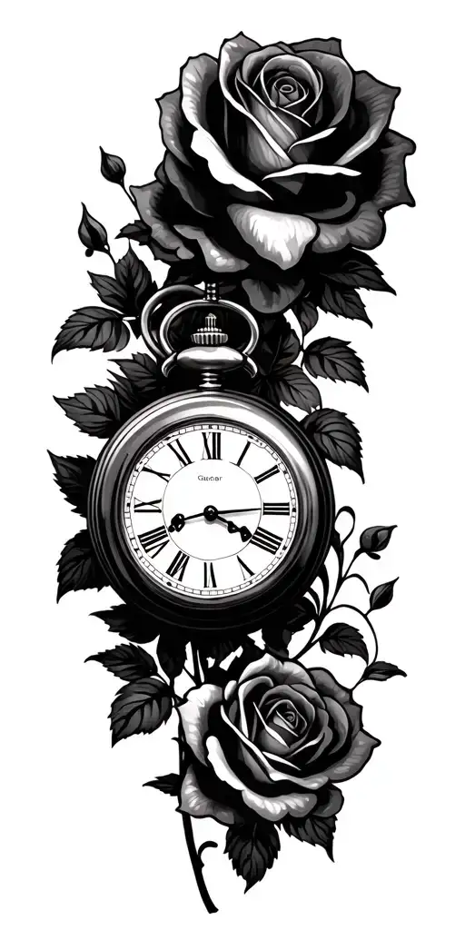 Pocket Watch With Roses