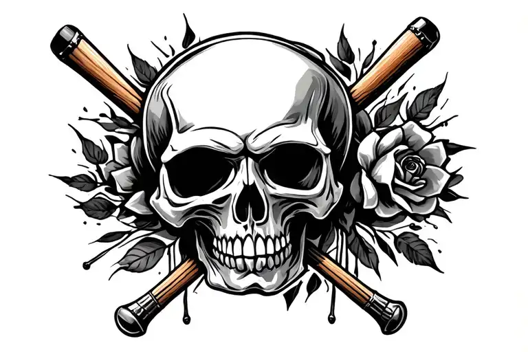 Skull And Drumsticks Crossed