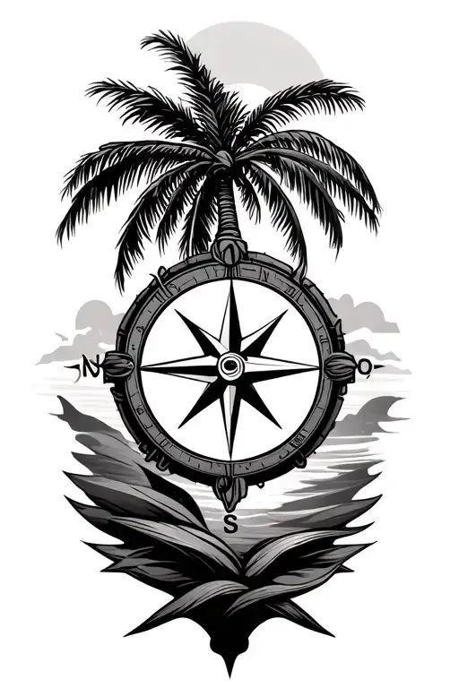 Palm Trees With Compass