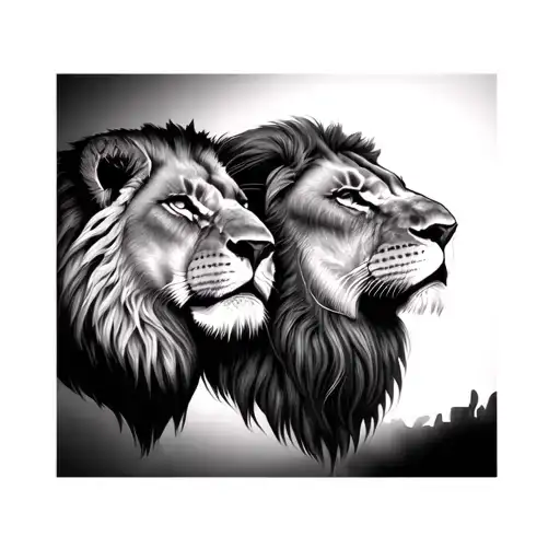 Personal Growth Two Lions Face Morphing