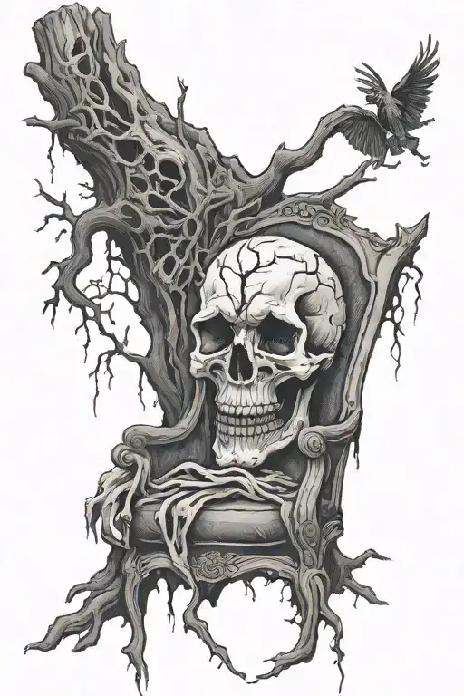 Dead Tree With Decaying Throne And Dead Corpse