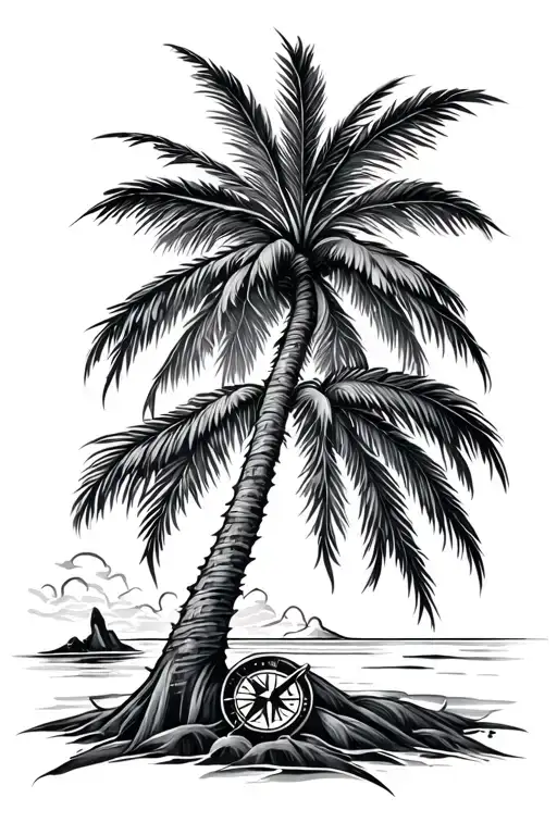 Palm Tree With Compass Rose