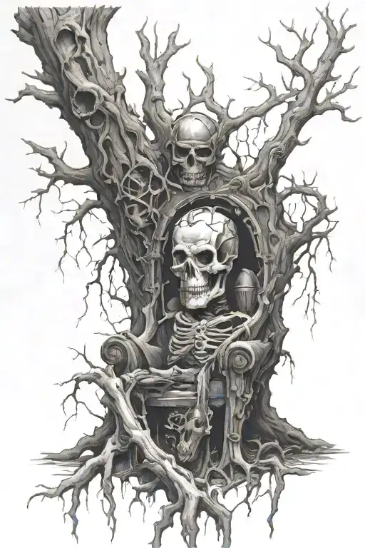Dead Tree With Decaying Throne And Dead Corpse With Armour