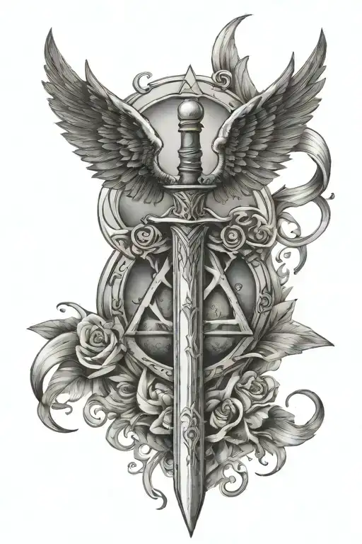 Deathly Hallows With Sword And Wings