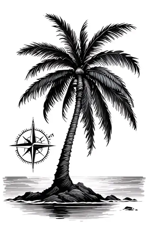 Palm Tree With Compass Rose