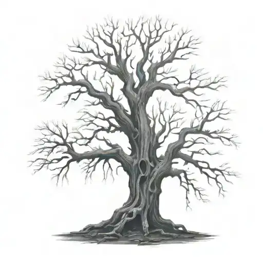 Huge Dead Tree With A Decaying Throne At The Base Of Tree