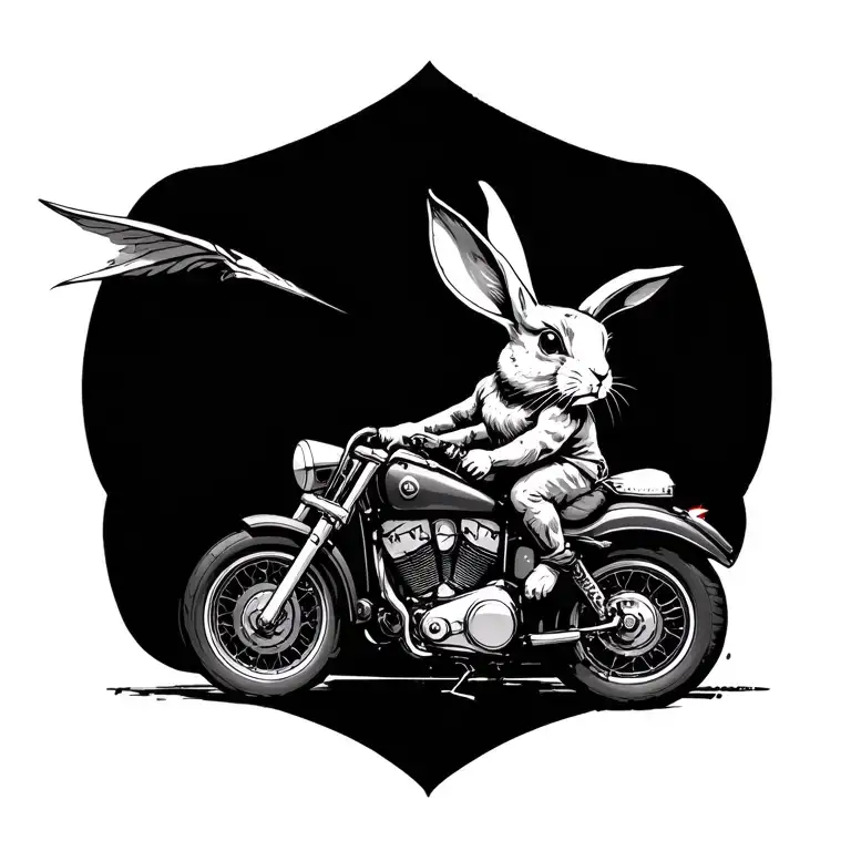 Combined Sagittarius And Badass Rabbit Riding A Motorcycle