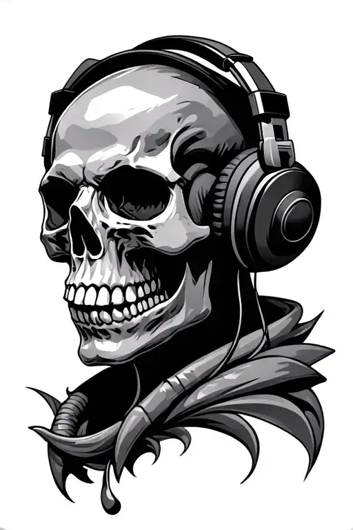 Skull Wearing Headphones