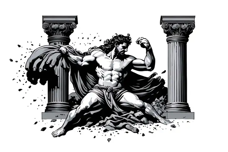 Samson Breaking The Pillars