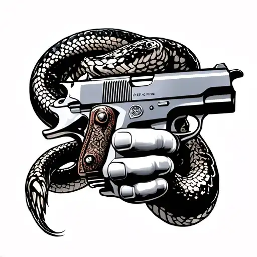 A Snake Rolling Arm To Hand With 1911 Pistol