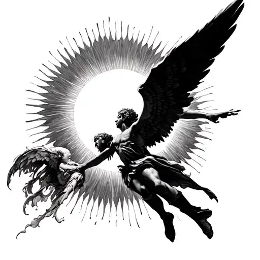 Icarus Fallen Angel Flying To Close To A Neotribal Sun