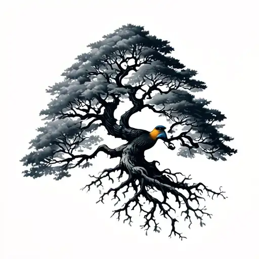 Bluebird Tree With Roots