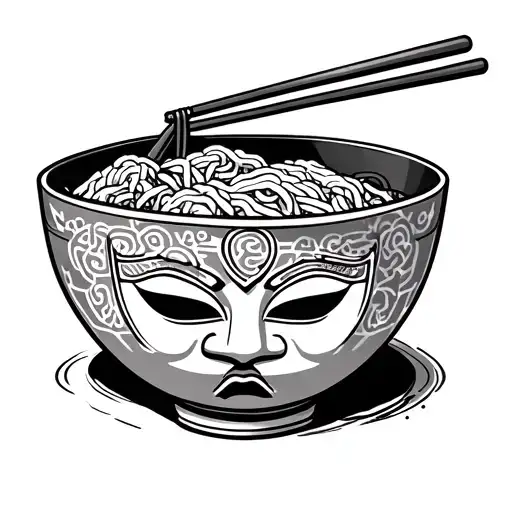 Ramen Bowl With Japanese Mask