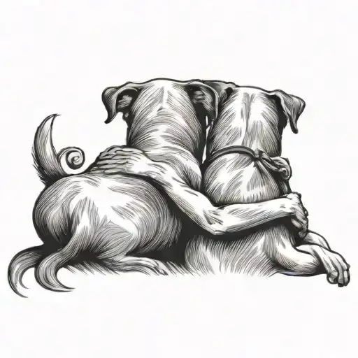 Dog And Me Hugging From Back View