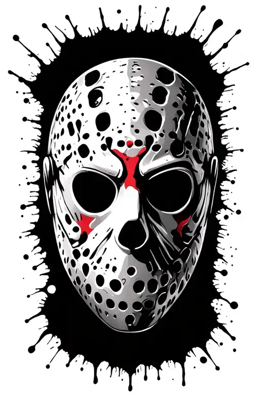 Jason Vorhees Brain Splatter Art Black