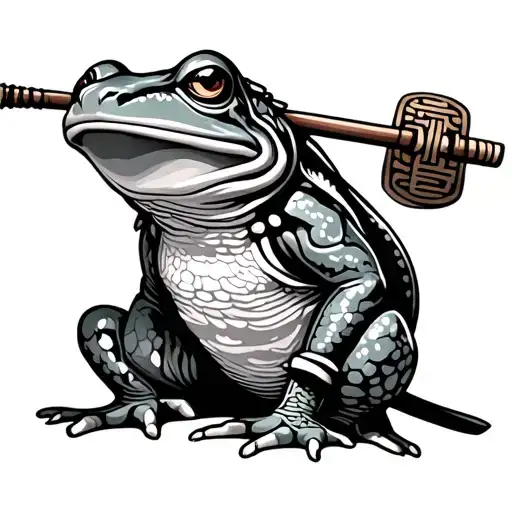 Samurai Frog Sitting