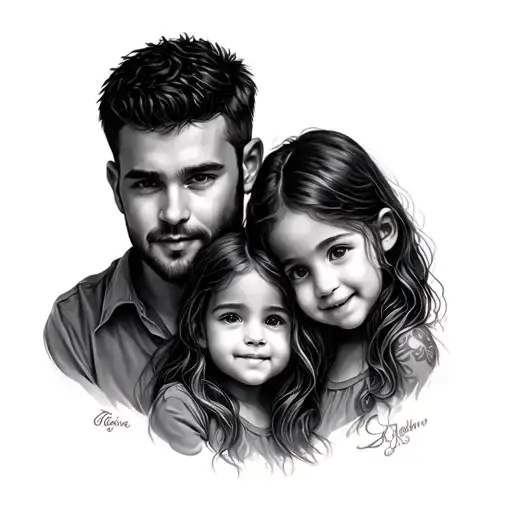 Father With 2 Daughters
