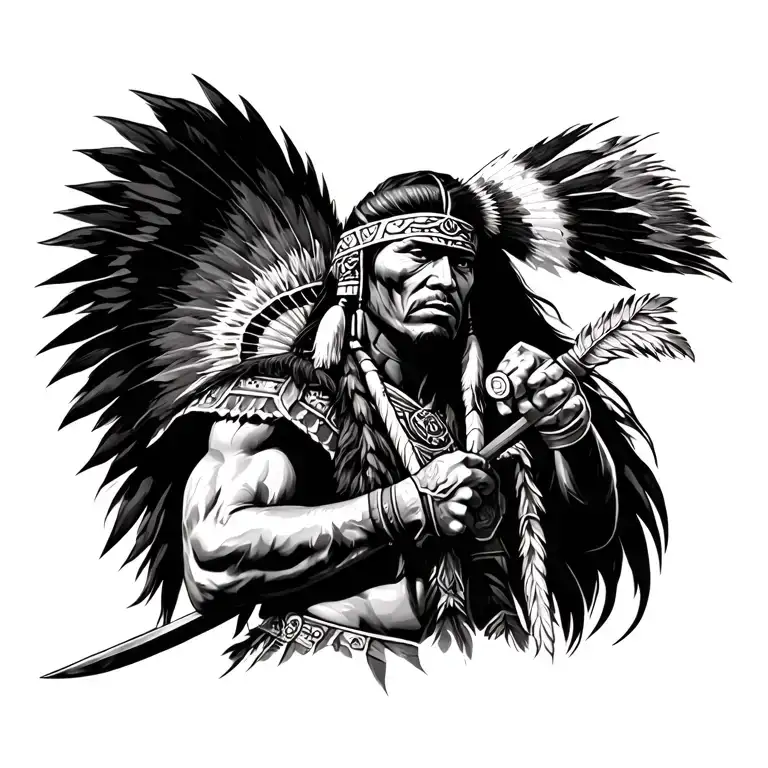 Cherokee Warrior Battling