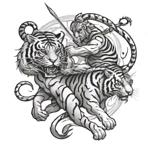 Sagittarius And Tiger Fighting