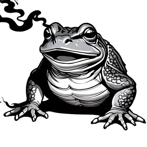 Samurai Frog Smoking Outline