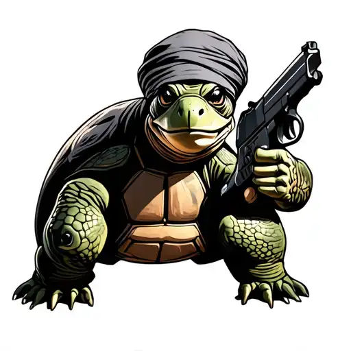 Tortoise Holding Gun Wearing A Durag