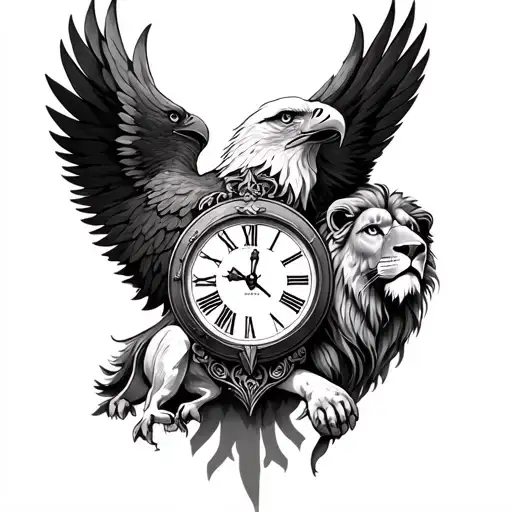 Clock And Eagle And Lion Sleeve