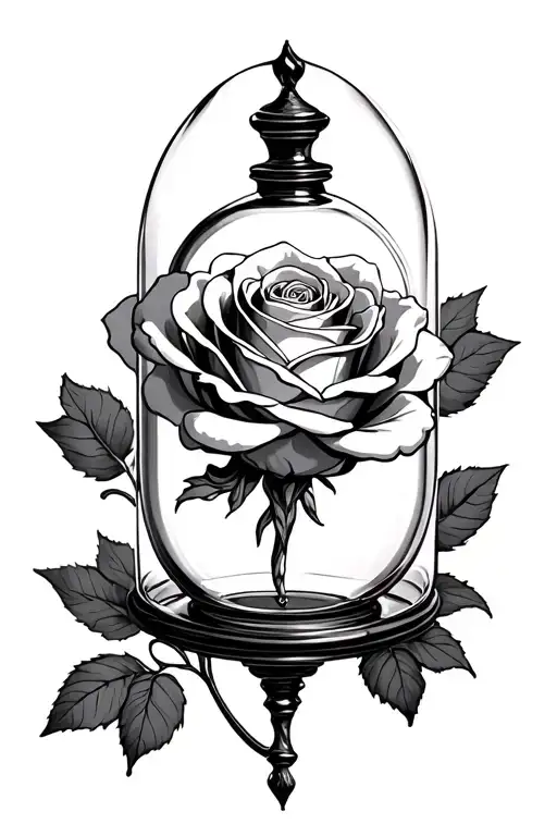 Beauty And Beast Rose With Glass Case