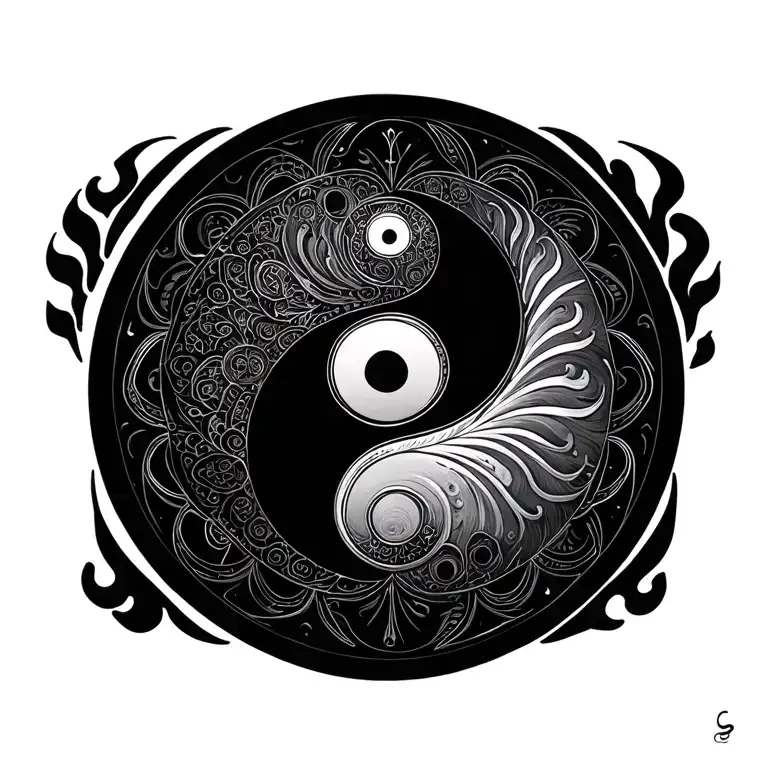 Yin Yang Mandala Design Incorating