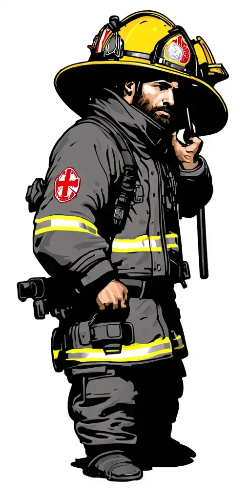 Firefighter And Cross
