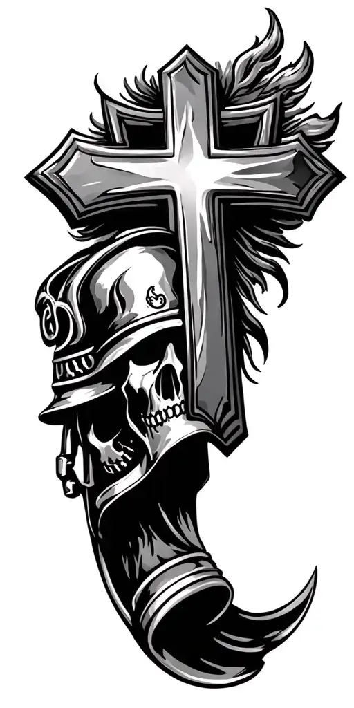 Firefighter Emblem And Holy Cross