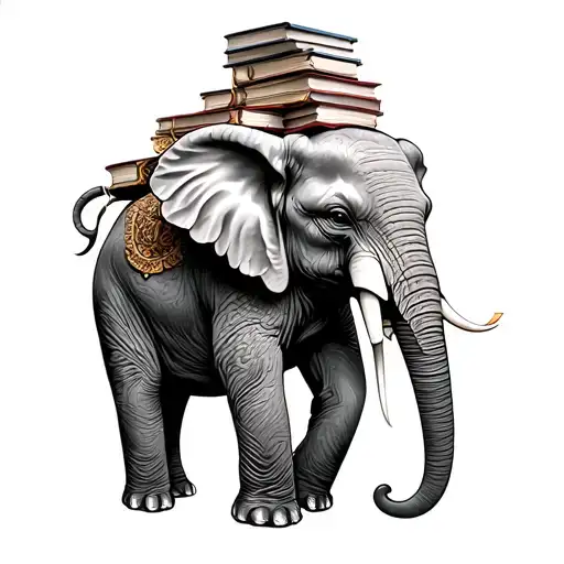 Dali Elephant With A Pile Of Books On His Back