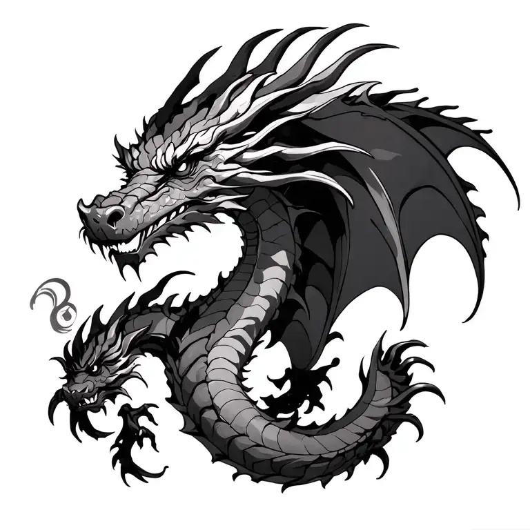 Good Dragon Tattoo Sketch For The Whole Back