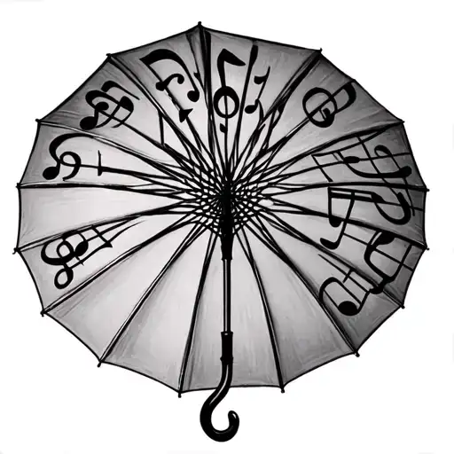 Umbrella Vertical With Treble Clef Handle Shown From Side View