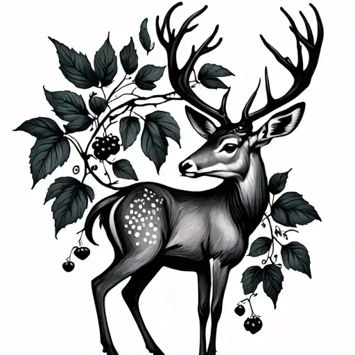 Dewberry Vine With A Deer